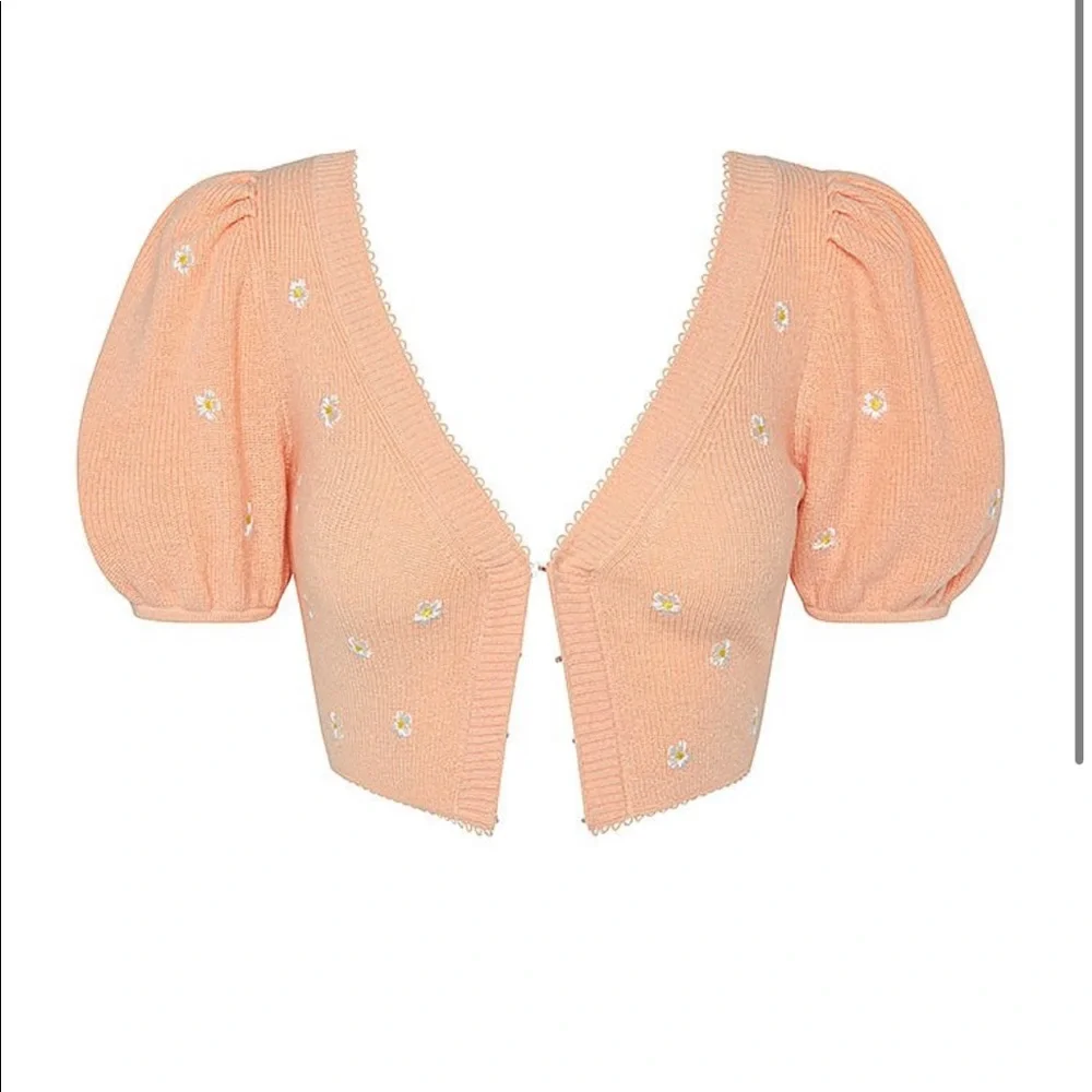 FOR LOVE & LEMONS Embroidered Buds Cardigan XXS - Picture 4 of 4